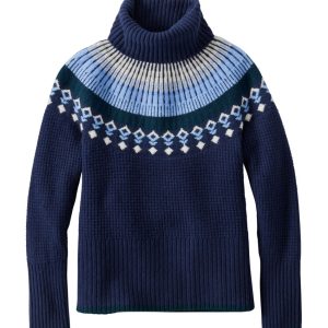 Women's SuperSoft Waffle Sweater, Turtleneck Fair Isle