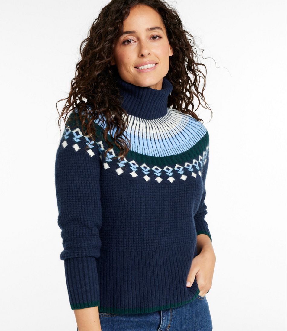 Women's SuperSoft Waffle Sweater, Turtleneck Fair Isle - Image 2