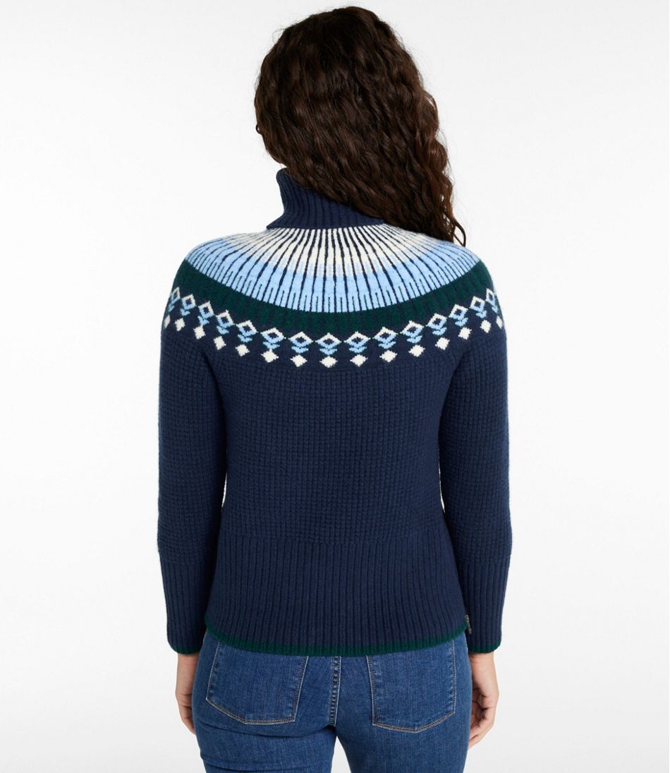 Women's SuperSoft Waffle Sweater, Turtleneck Fair Isle - Image 3
