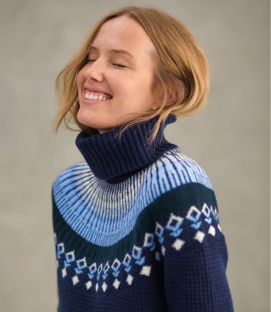 Women's SuperSoft Waffle Sweater, Turtleneck Fair Isle - Image 7