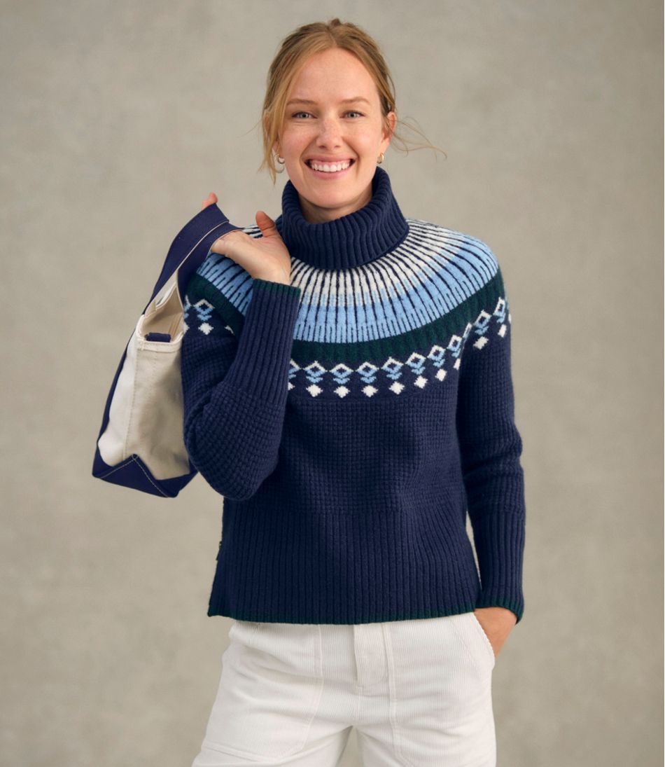 Women's SuperSoft Waffle Sweater, Turtleneck Fair Isle - Image 8