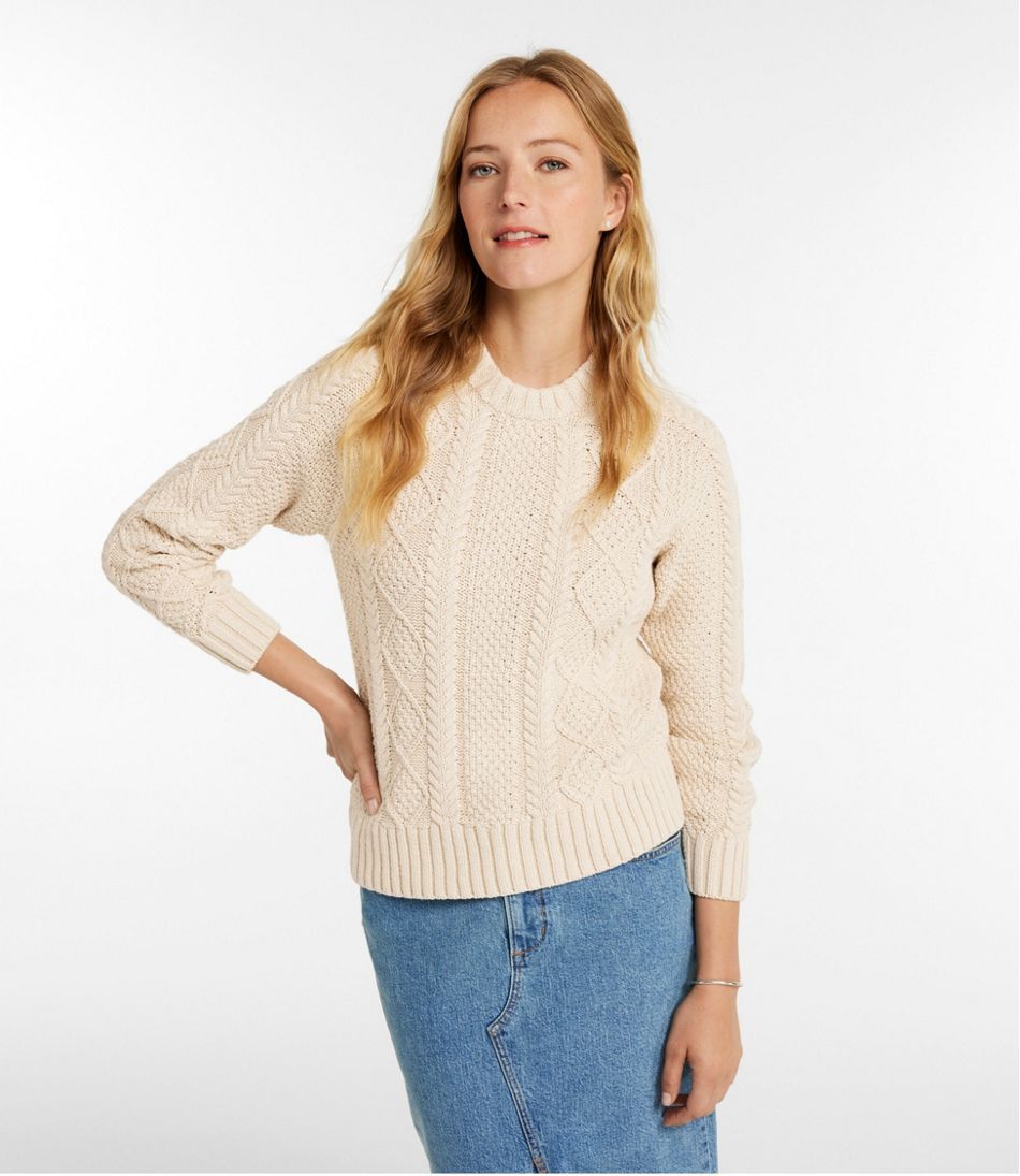 Women's Signature Cotton Fisherman Sweater, Crewneck - Image 2