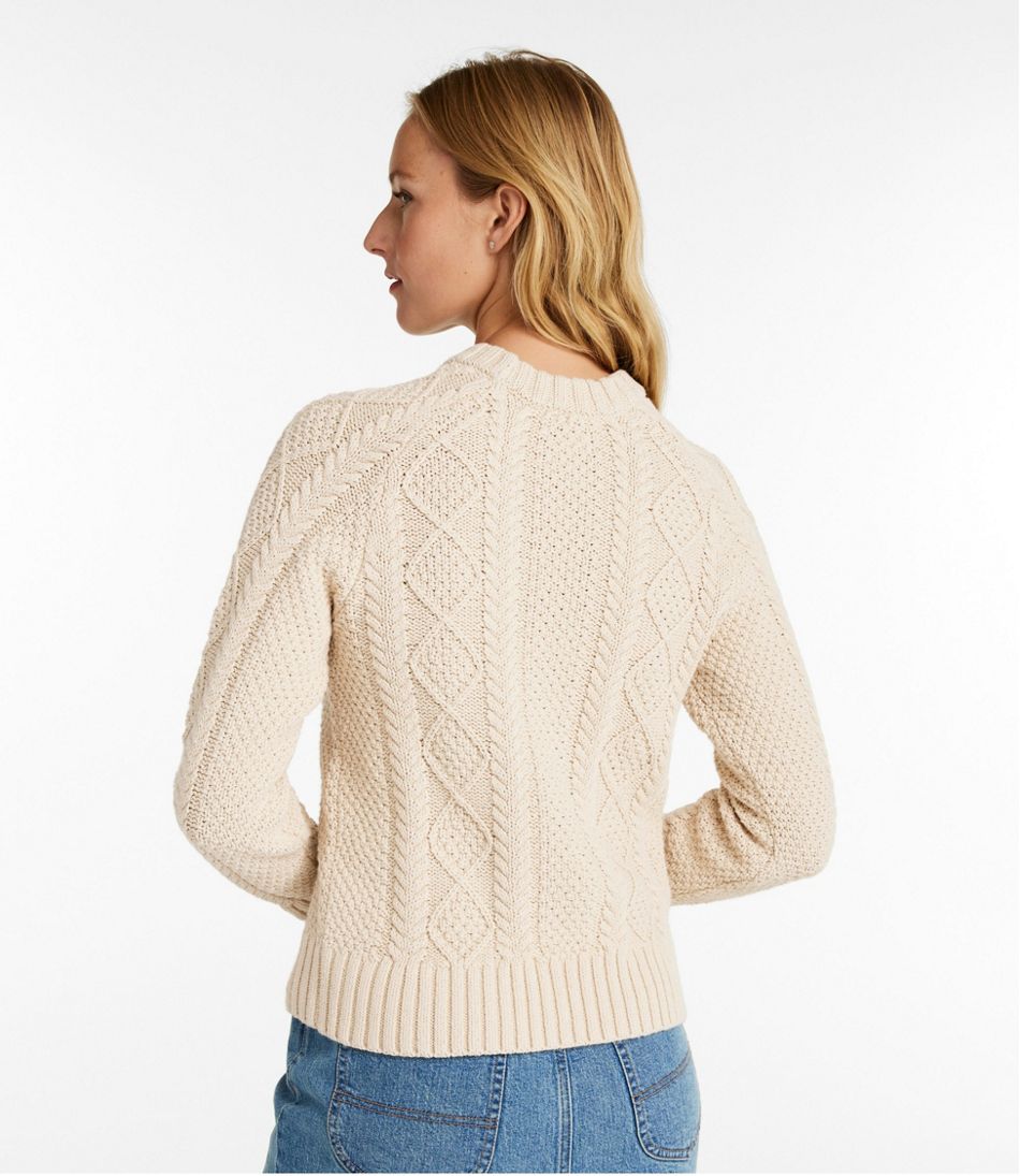 Women's Signature Cotton Fisherman Sweater, Crewneck - Image 3
