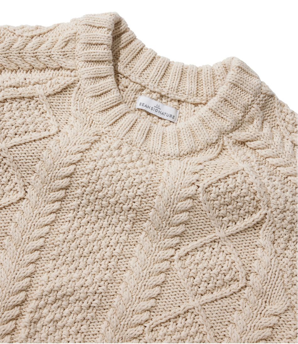Women's Signature Cotton Fisherman Sweater, Crewneck - Image 4