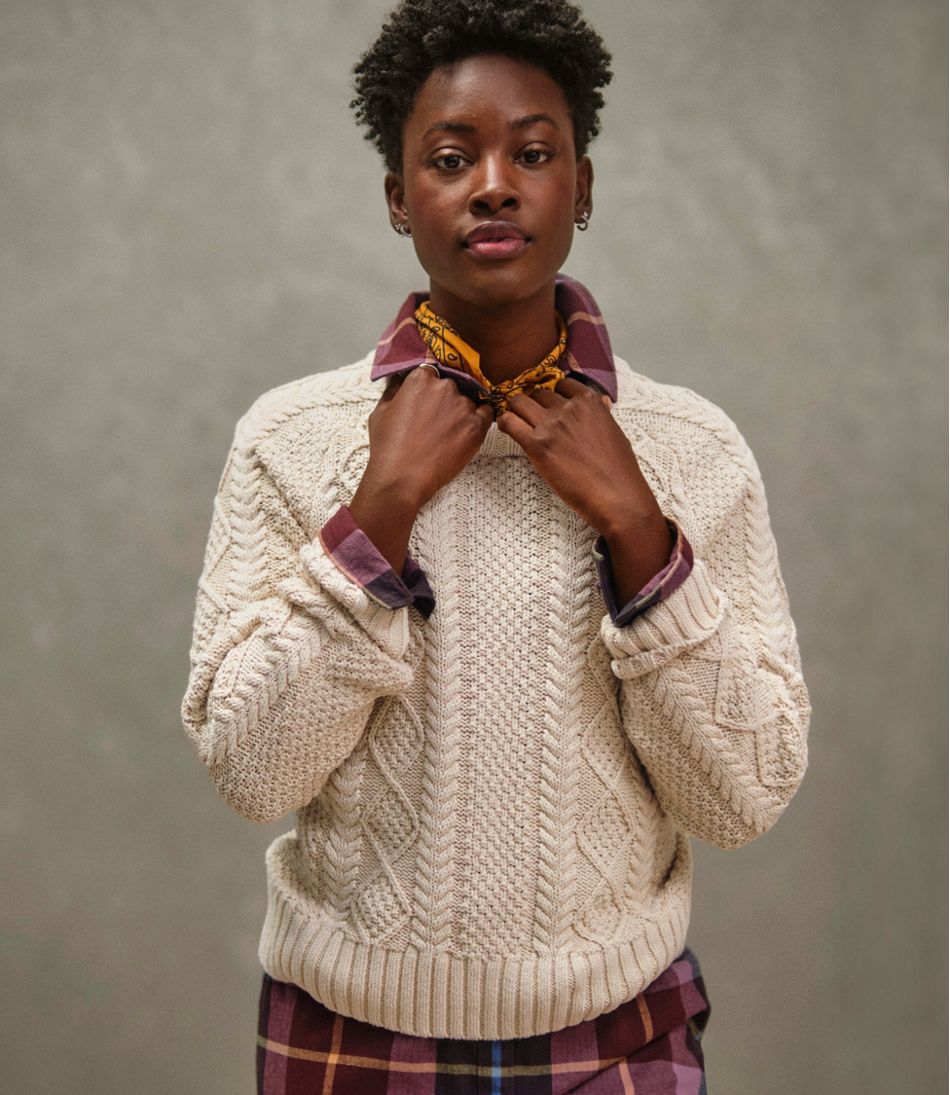 Women's Signature Cotton Fisherman Sweater, Crewneck - Image 8