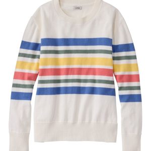Women's Cotton/Cashmere Sweater, Crewneck Stripe
