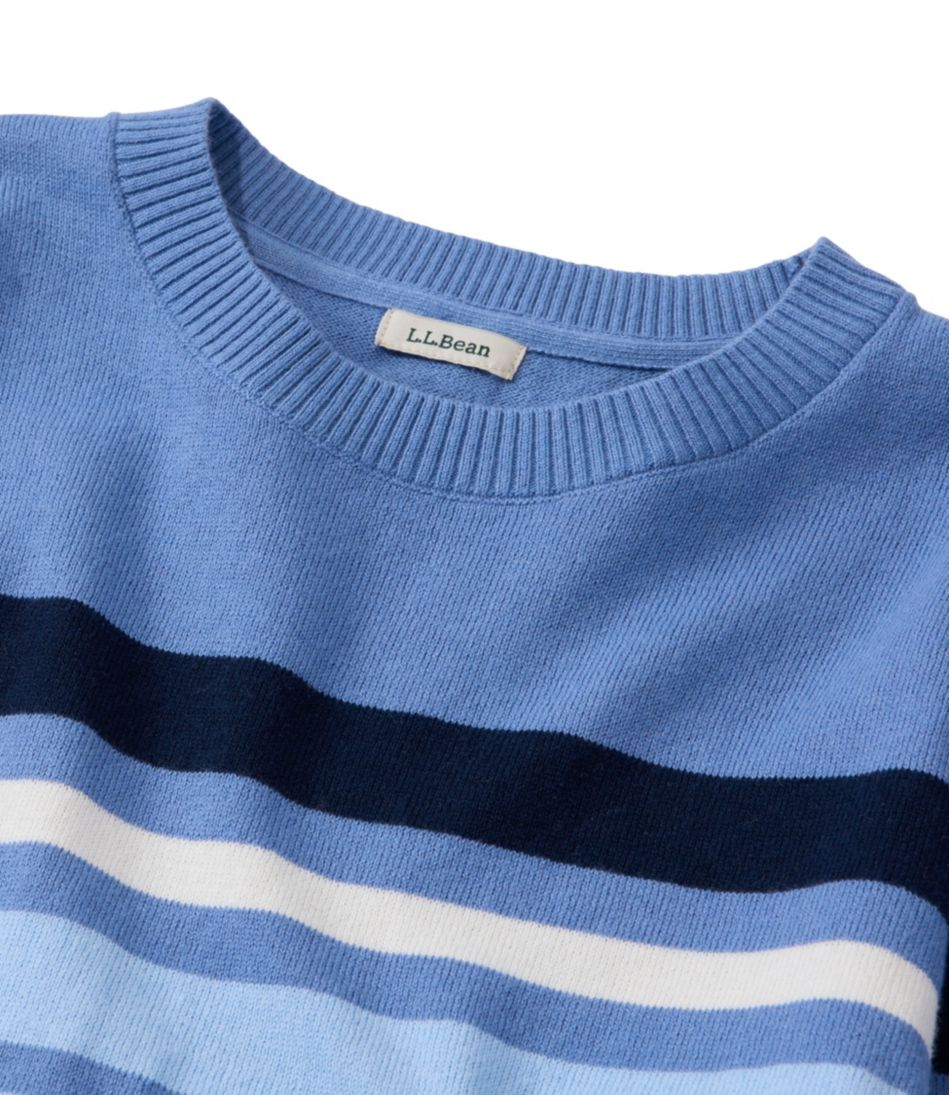 Women's Cotton/Cashmere Sweater, Crewneck Stripe - Image 4