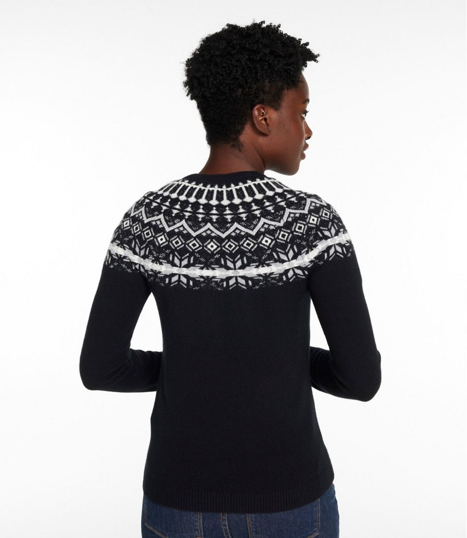 Women's Classic Cashmere Sweater, Crewneck Fair Isle - Image 3
