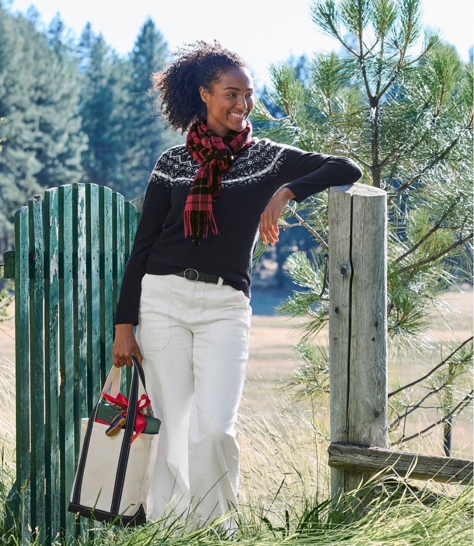 Women's Classic Cashmere Sweater, Crewneck Fair Isle - Image 6
