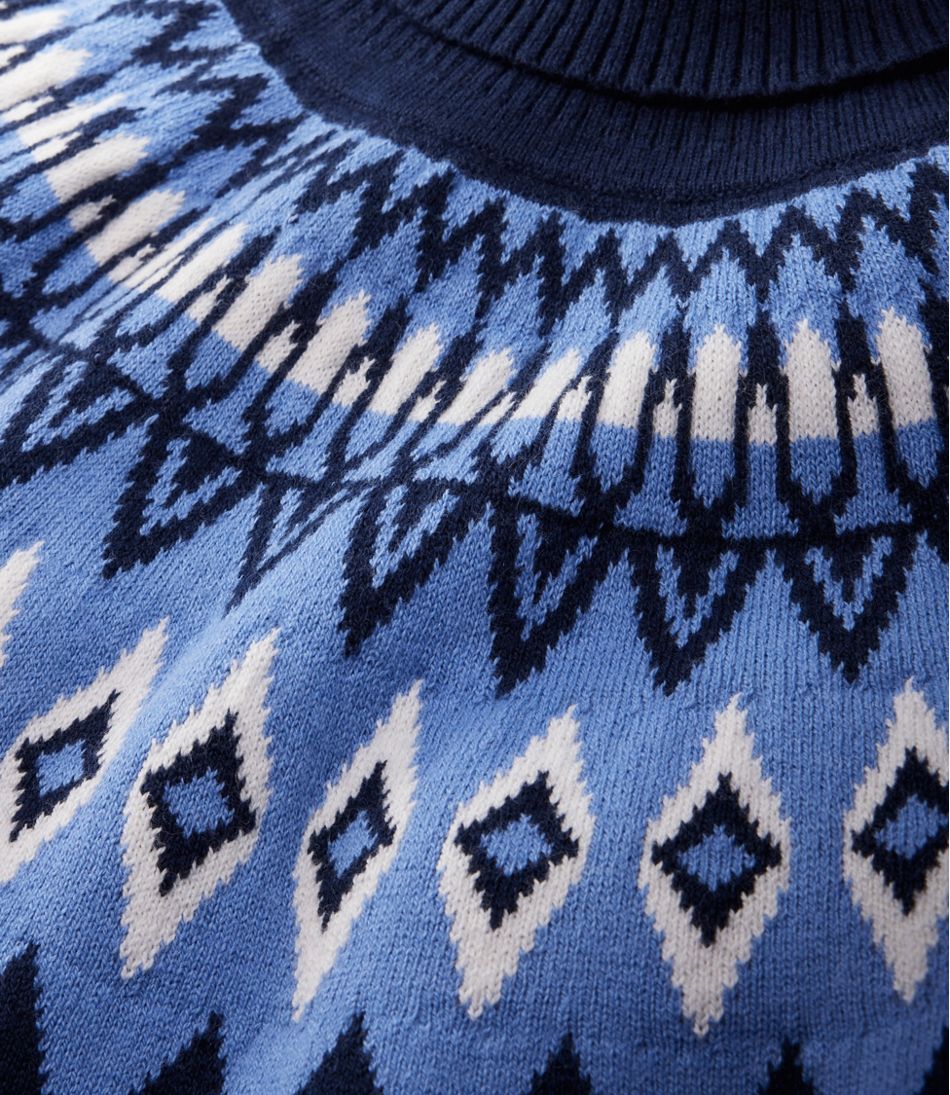 Women's Cotton/Cashmere Sweater, Turtleneck Fair Isle - Image 4