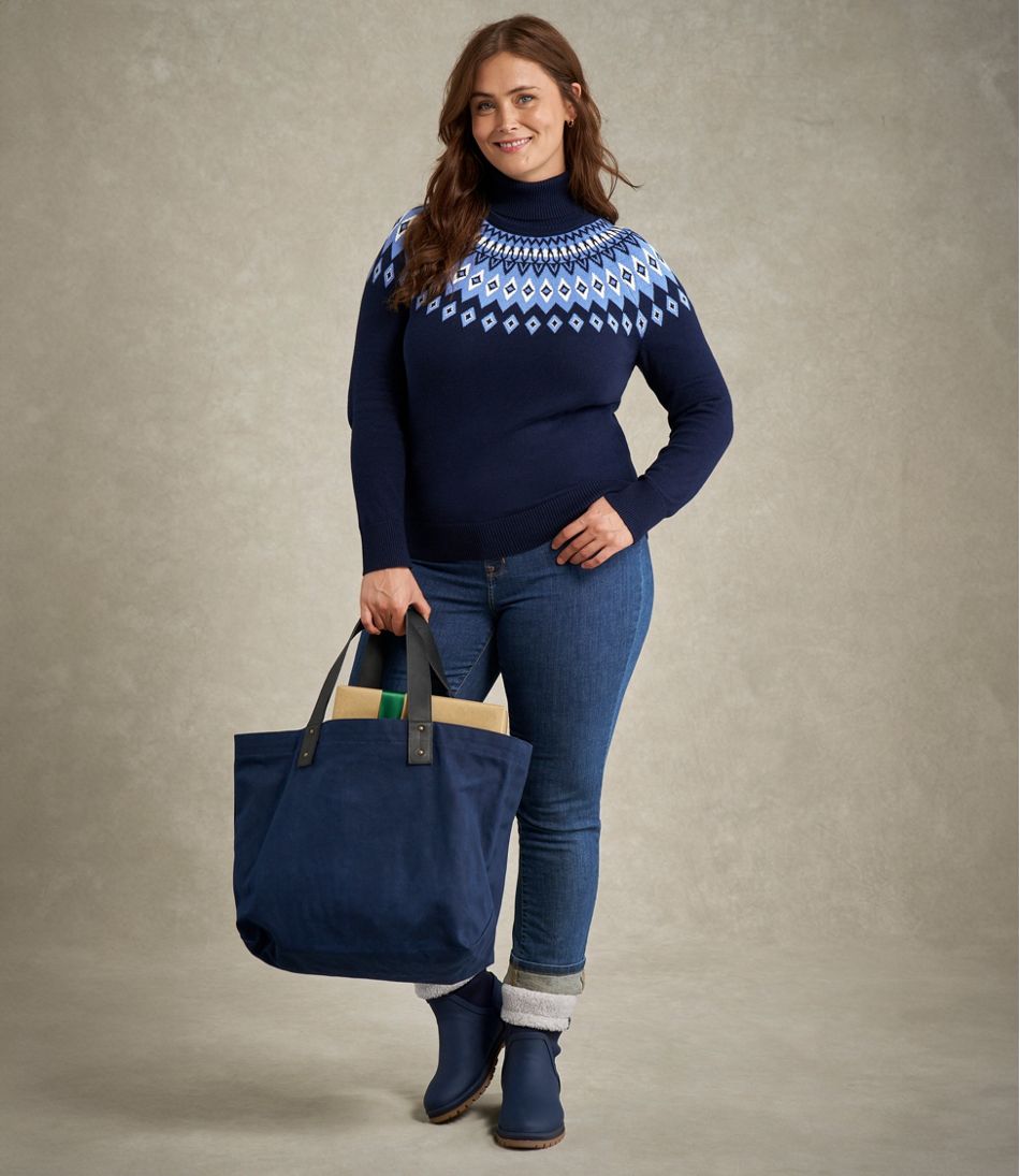 Women's Cotton/Cashmere Sweater, Turtleneck Fair Isle - Image 7