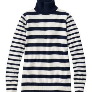 Women's Cotton/Cashmere Sweater, Turtleneck Stripe