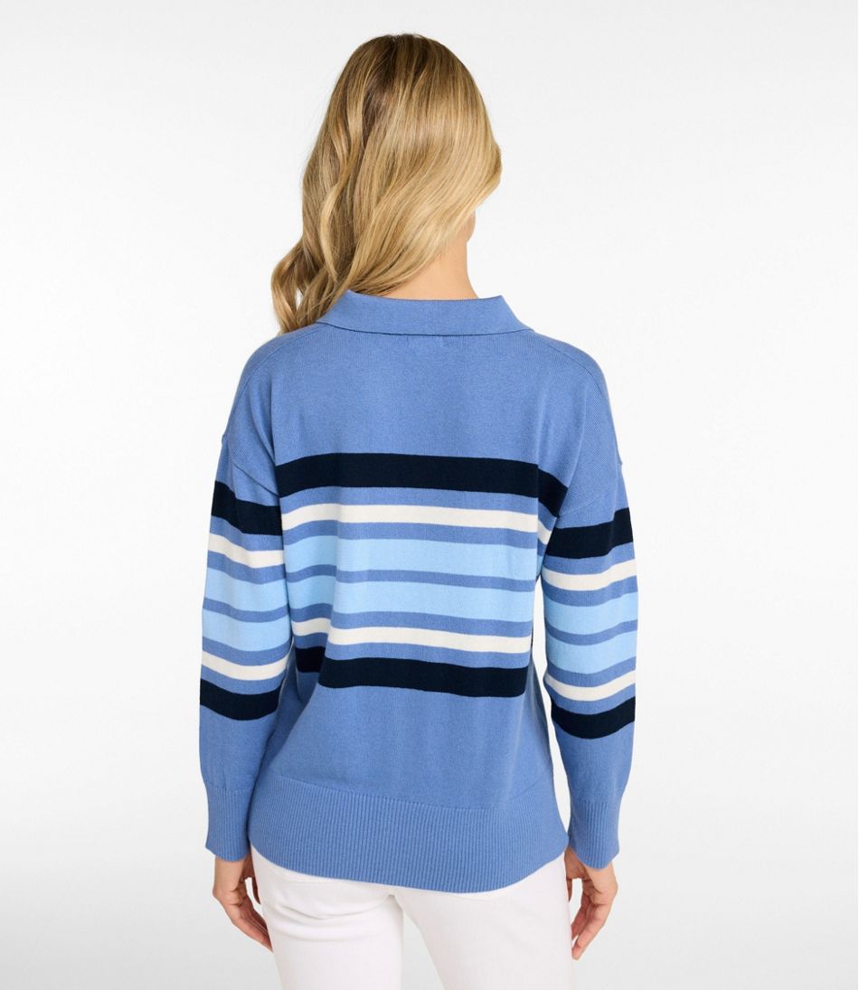Women's Cotton/Cashmere Sweater, Polo Stripe - Image 3