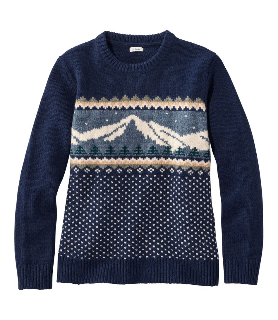 Women's Bean's Classic Ragg Wool Crewneck Intarsia Sweater