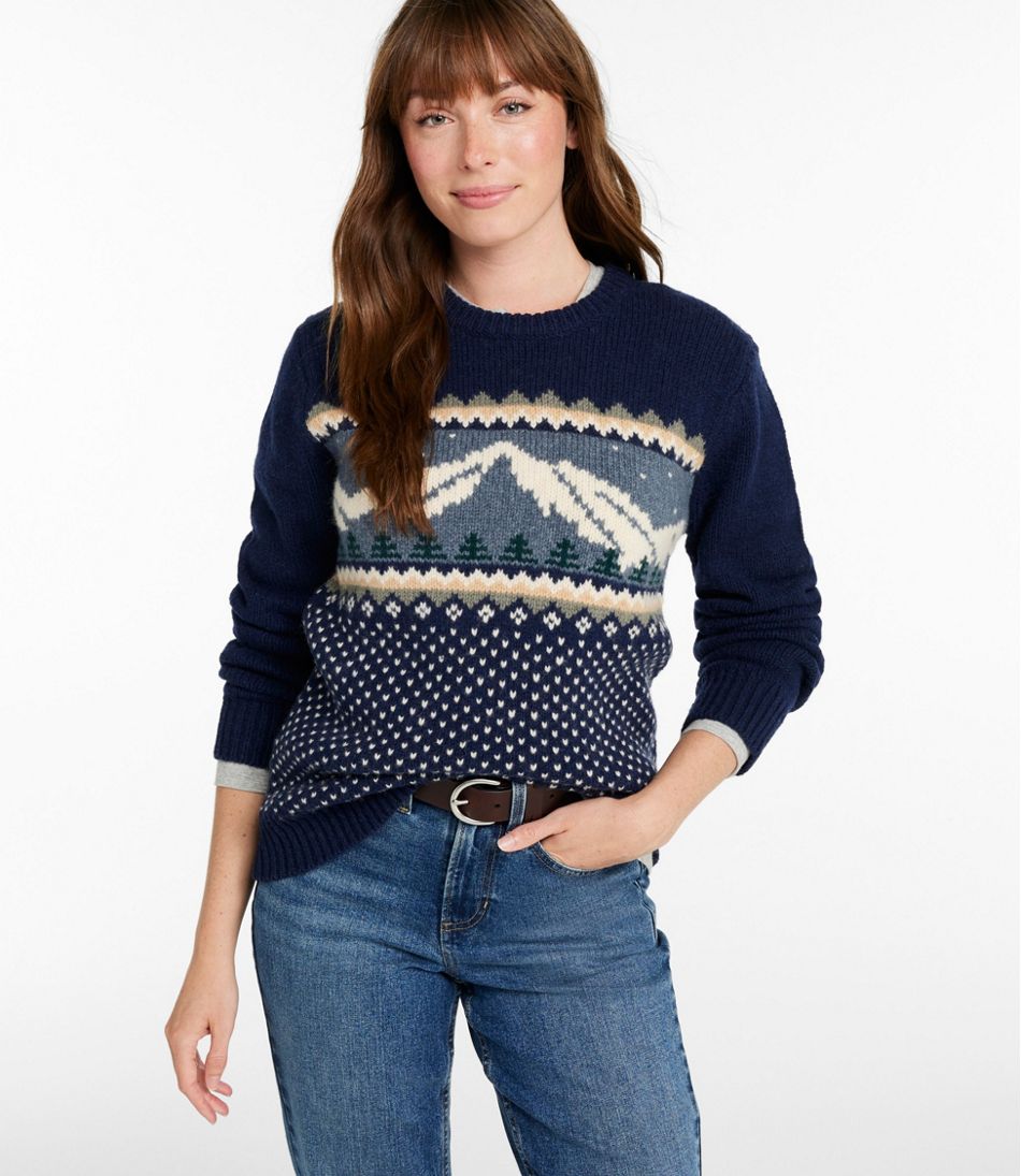 Women's Bean's Classic Ragg Wool Crewneck Intarsia Sweater - Image 2