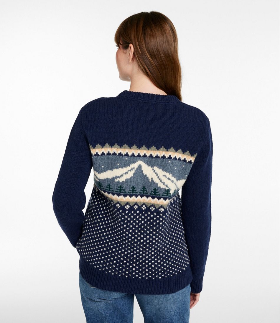 Women's Bean's Classic Ragg Wool Crewneck Intarsia Sweater - Image 3