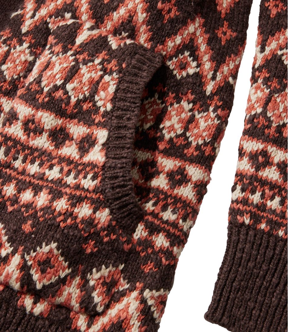 Women's Cotton Ragg Sweater, Open Cardigan Fair Isle - Image 4
