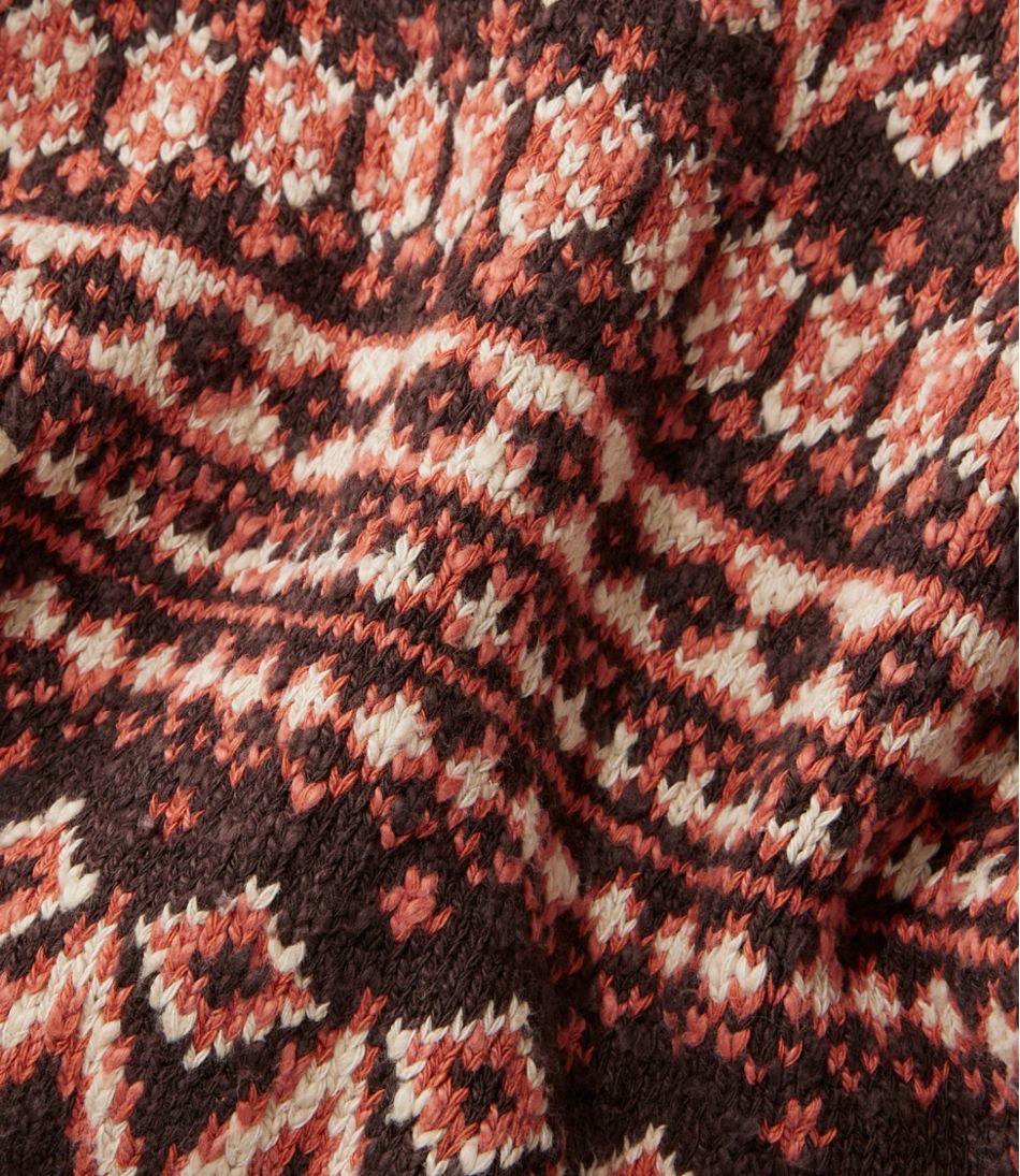 Women's Cotton Ragg Sweater, Open Cardigan Fair Isle - Image 5
