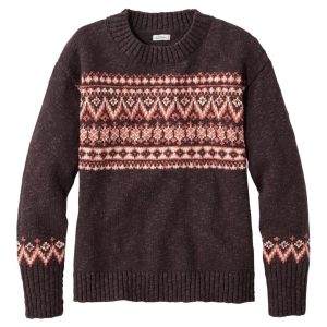Women's Cotton Ragg Sweater, Crewneck Fair Isle