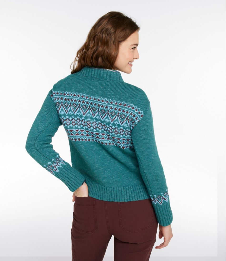 Women's Cotton Ragg Sweater, Crewneck Fair Isle - Image 3