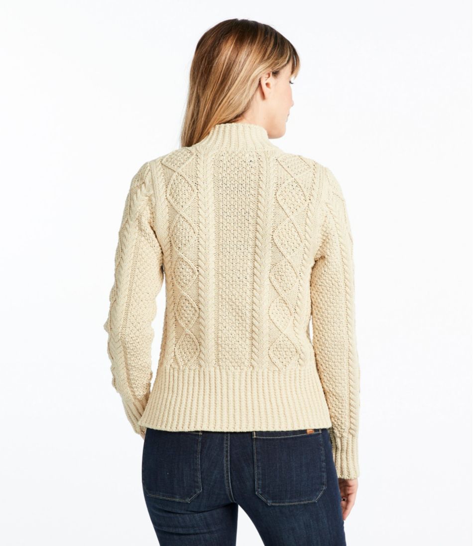 Women's Signature Cotton Fisherman Sweater, Short Cardigan - Image 3