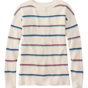 Women's Sunwashed Waffle Sweater, Pullover Stripe