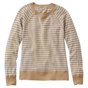 Women's Organic Cotton Slub Sweater, Crewneck Stripe