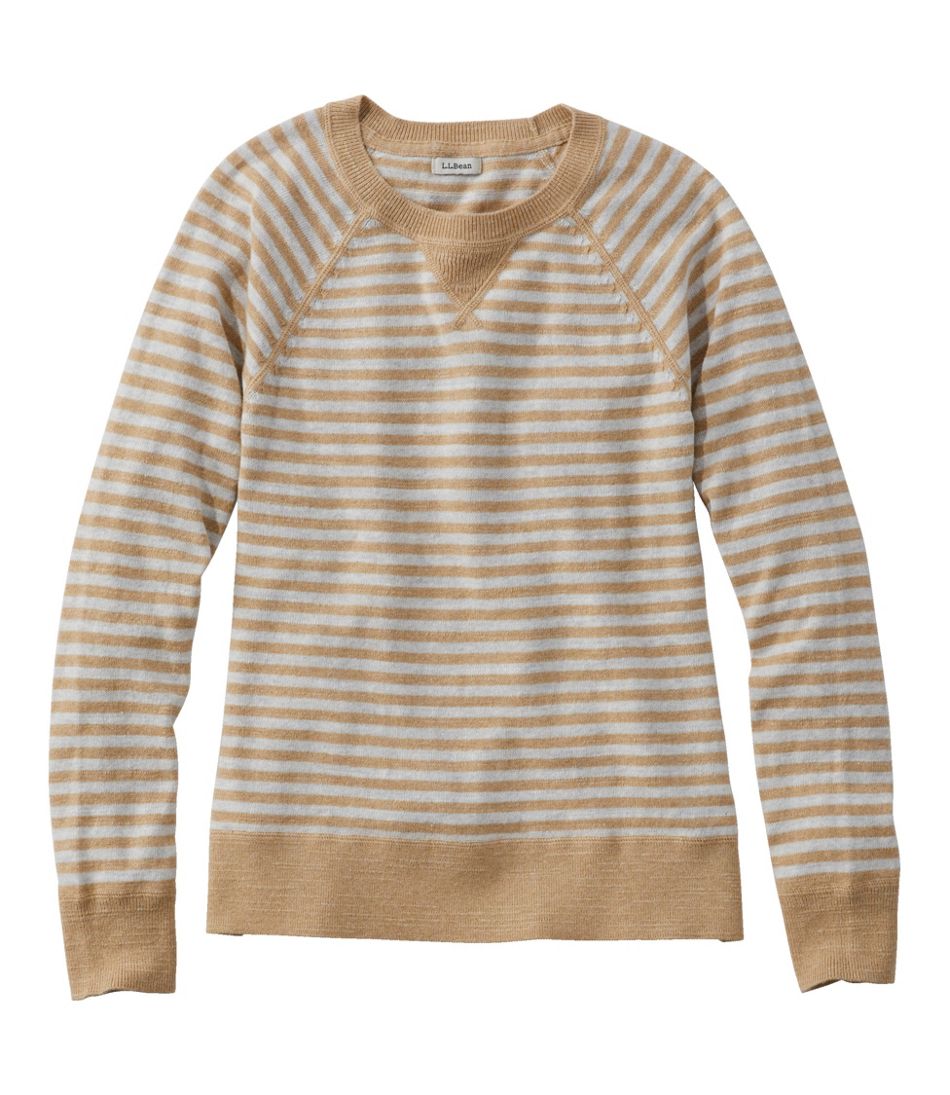 Women's Organic Cotton Slub Sweater, Crewneck Stripe