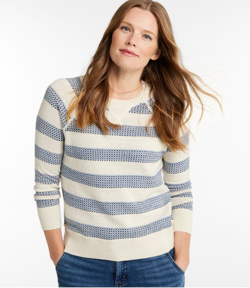 Women's Organic Cotton Slub Sweater, Crewneck Stripe - Image 2