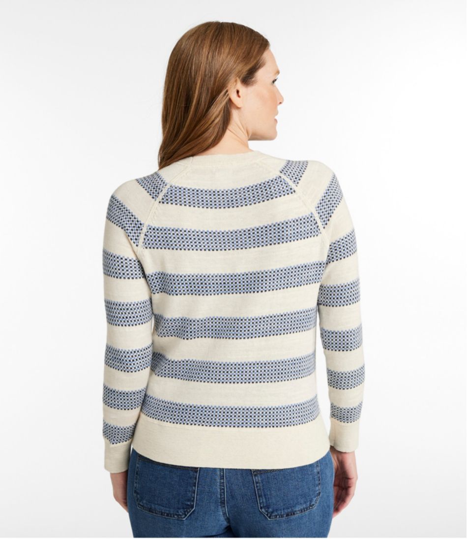 Women's Organic Cotton Slub Sweater, Crewneck Stripe - Image 3