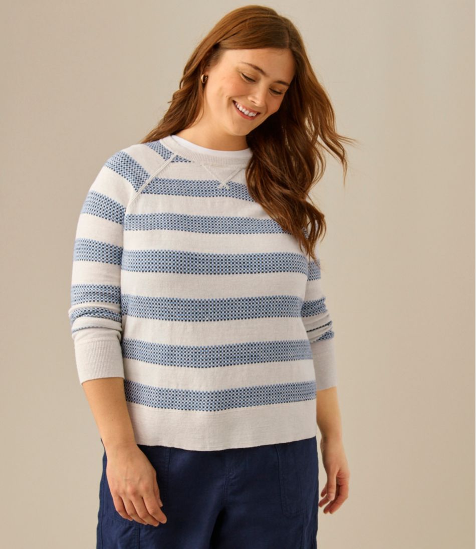 Women's Organic Cotton Slub Sweater, Crewneck Stripe - Image 6