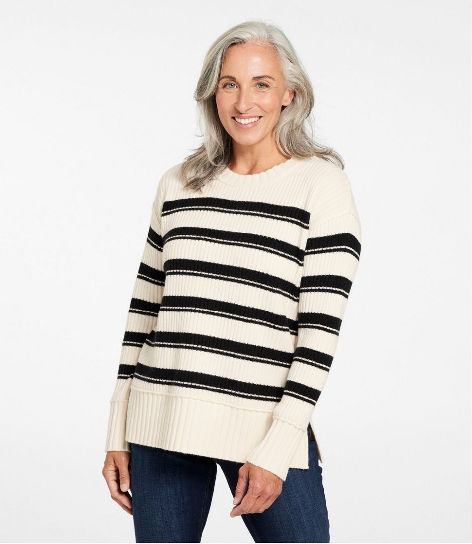 Women's Heritage Heirloom Wool/Cashmere Sweater, Crewneck Stripe - Image 2