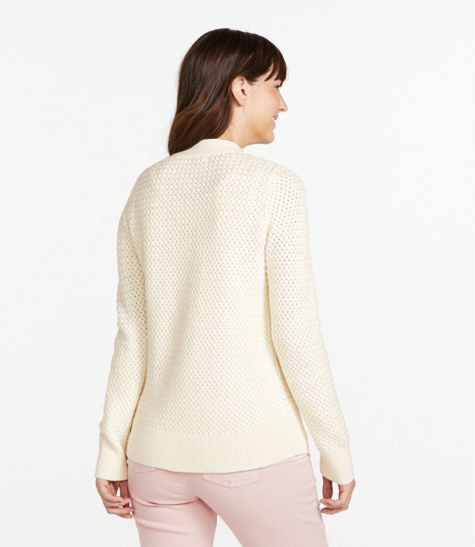Women's Basketweave Sweater, Button-Front Cardigan - Image 3