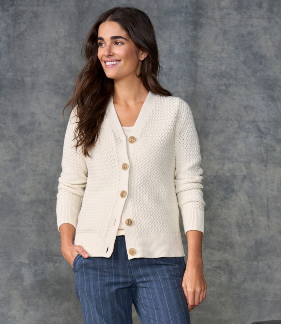Women's Basketweave Sweater, Button-Front Cardigan - Image 5
