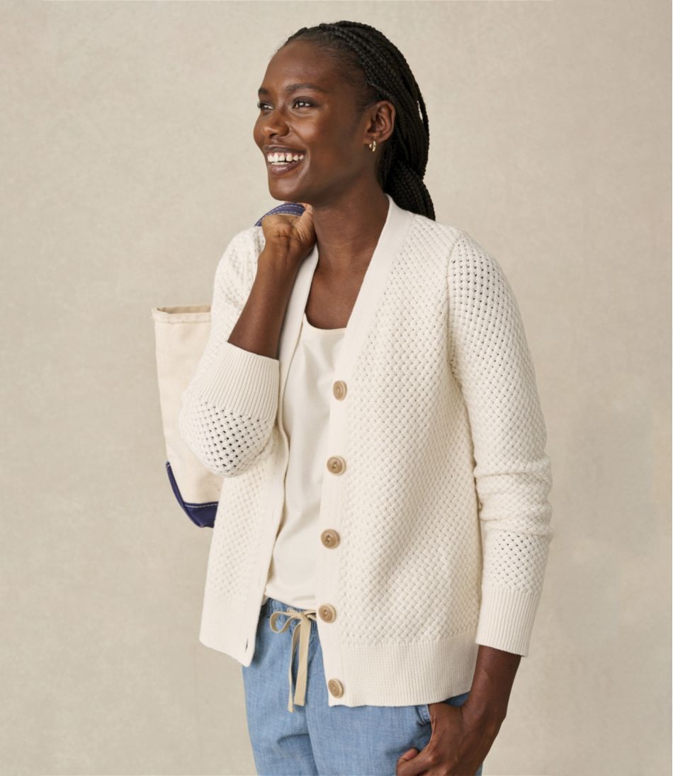 Women's Basketweave Sweater, Button-Front Cardigan - Image 6