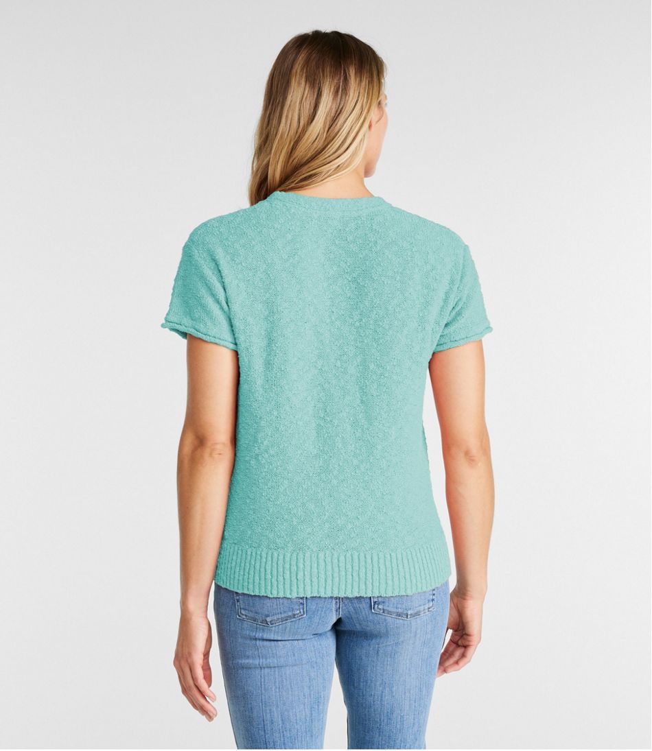 Women's Midweight Cotton Slub Sweater, Henley Short-Sleeve - Image 3