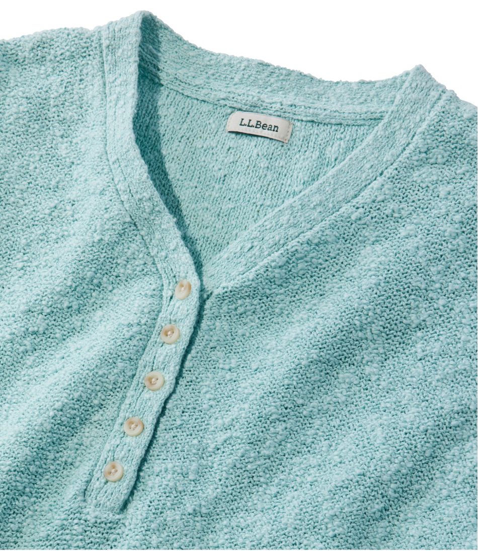 Women's Midweight Cotton Slub Sweater, Henley Short-Sleeve - Image 4