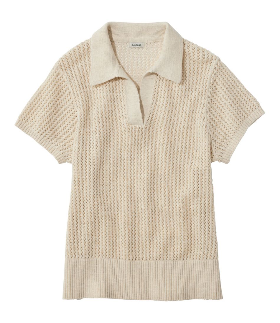 Women's Organic Cotton Slub Pointelle Sweater, Polo