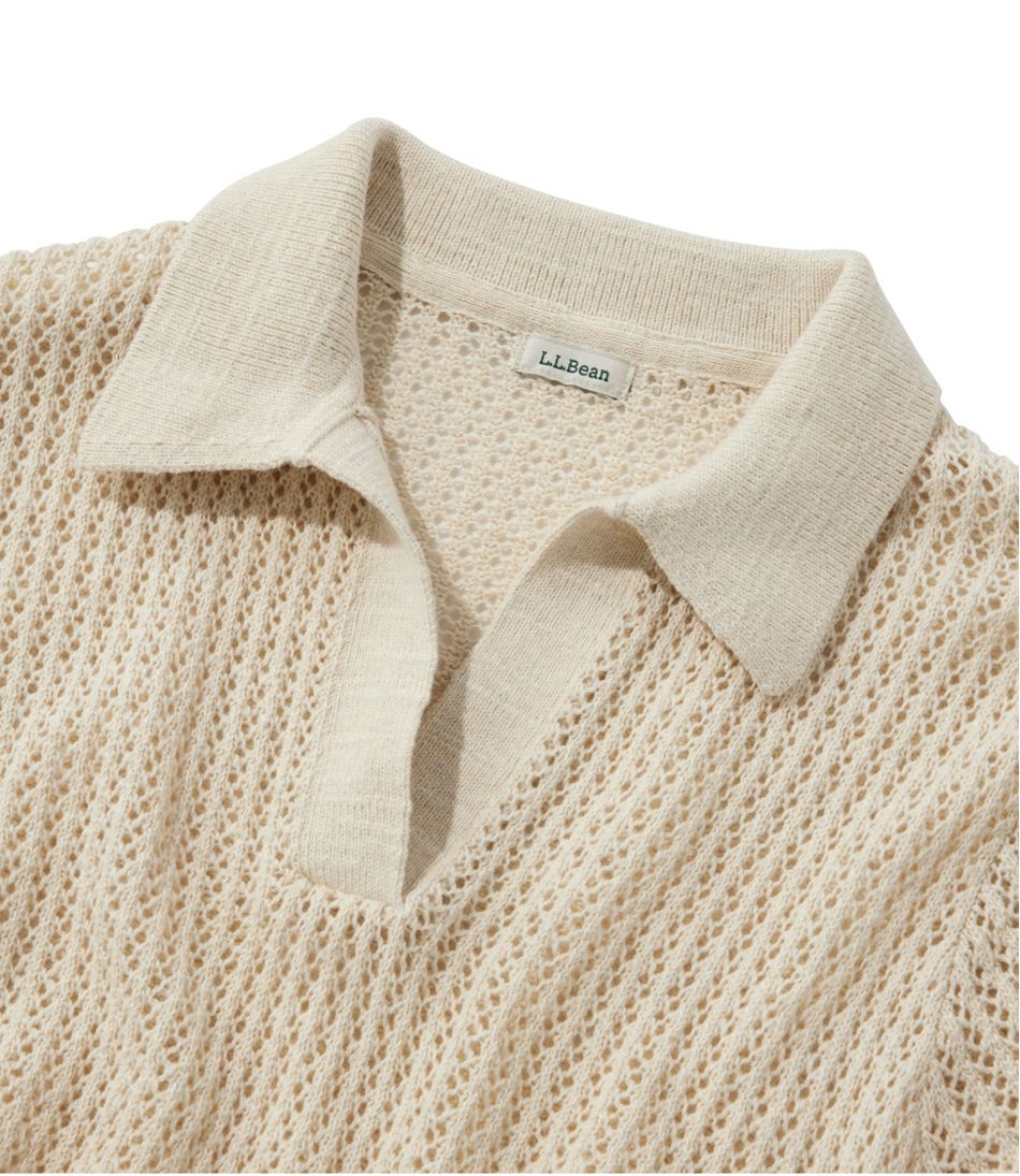Women's Organic Cotton Slub Pointelle Sweater, Polo - Image 4