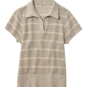 Women's Organic Cotton Slub Pointelle Sweater, Polo