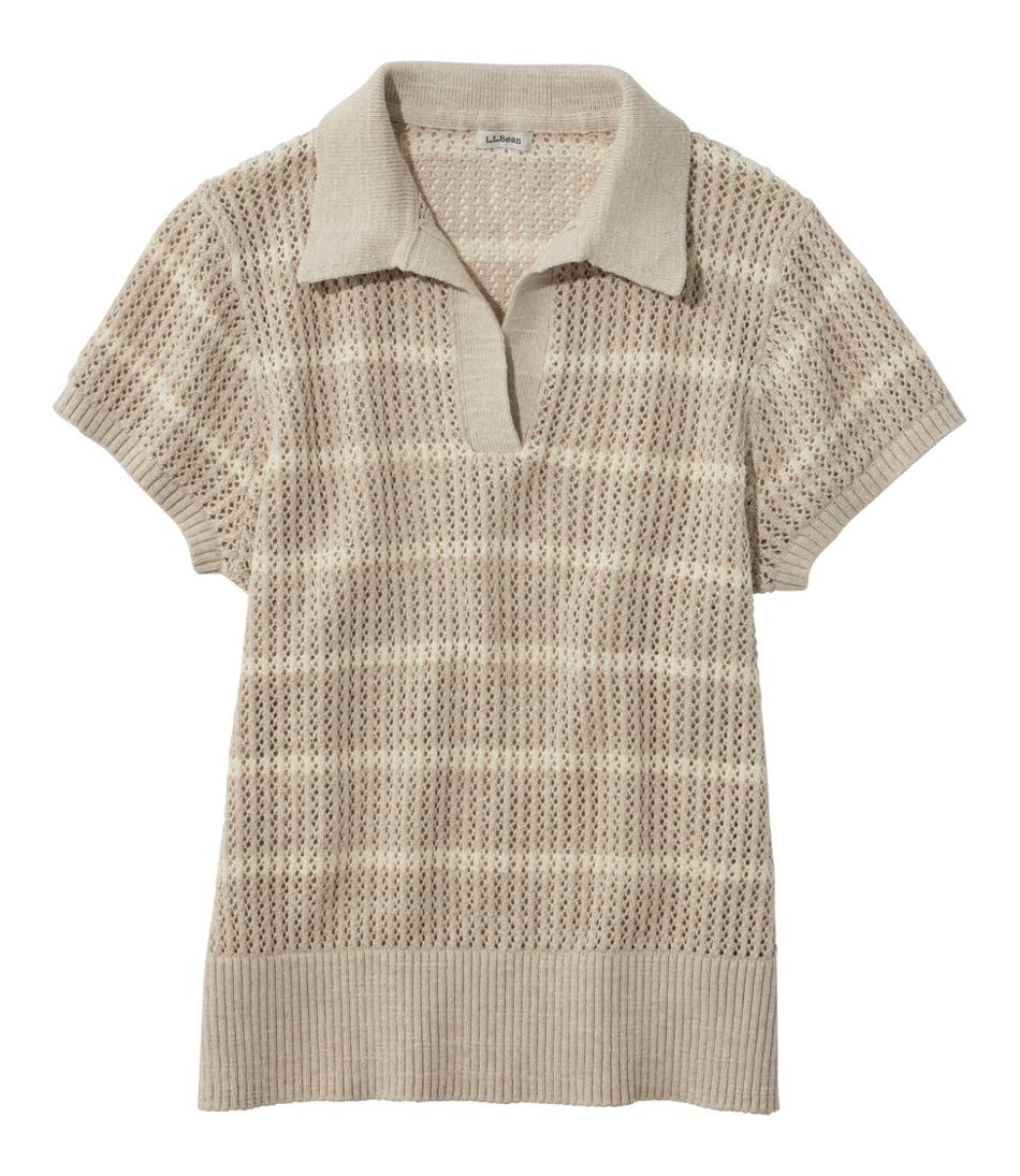 Women's Organic Cotton Slub Pointelle Sweater, Polo