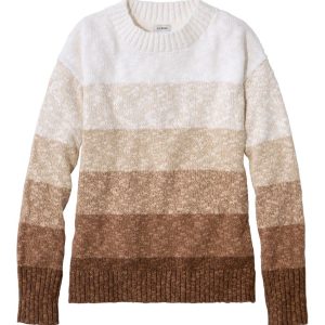 Women's Cotton Ragg Sweater, Crewneck Stripe