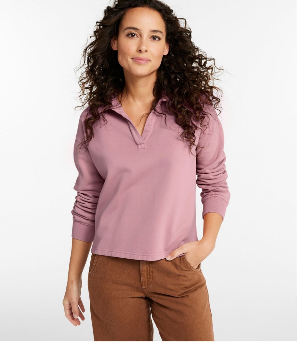 Women's Sunwashed Sweats, Splitneck Polo - Image 2