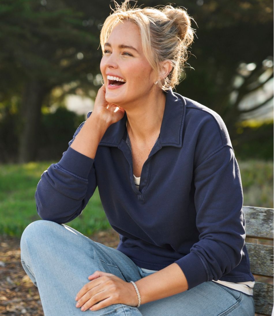 Women's Sunwashed Sweats, Splitneck Polo - Image 7