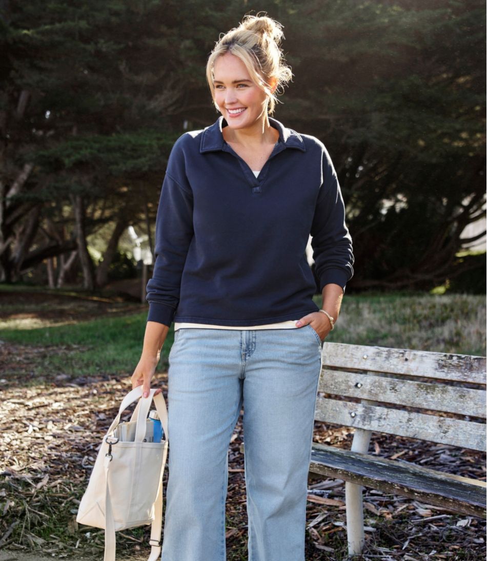 Women's Sunwashed Sweats, Splitneck Polo - Image 8