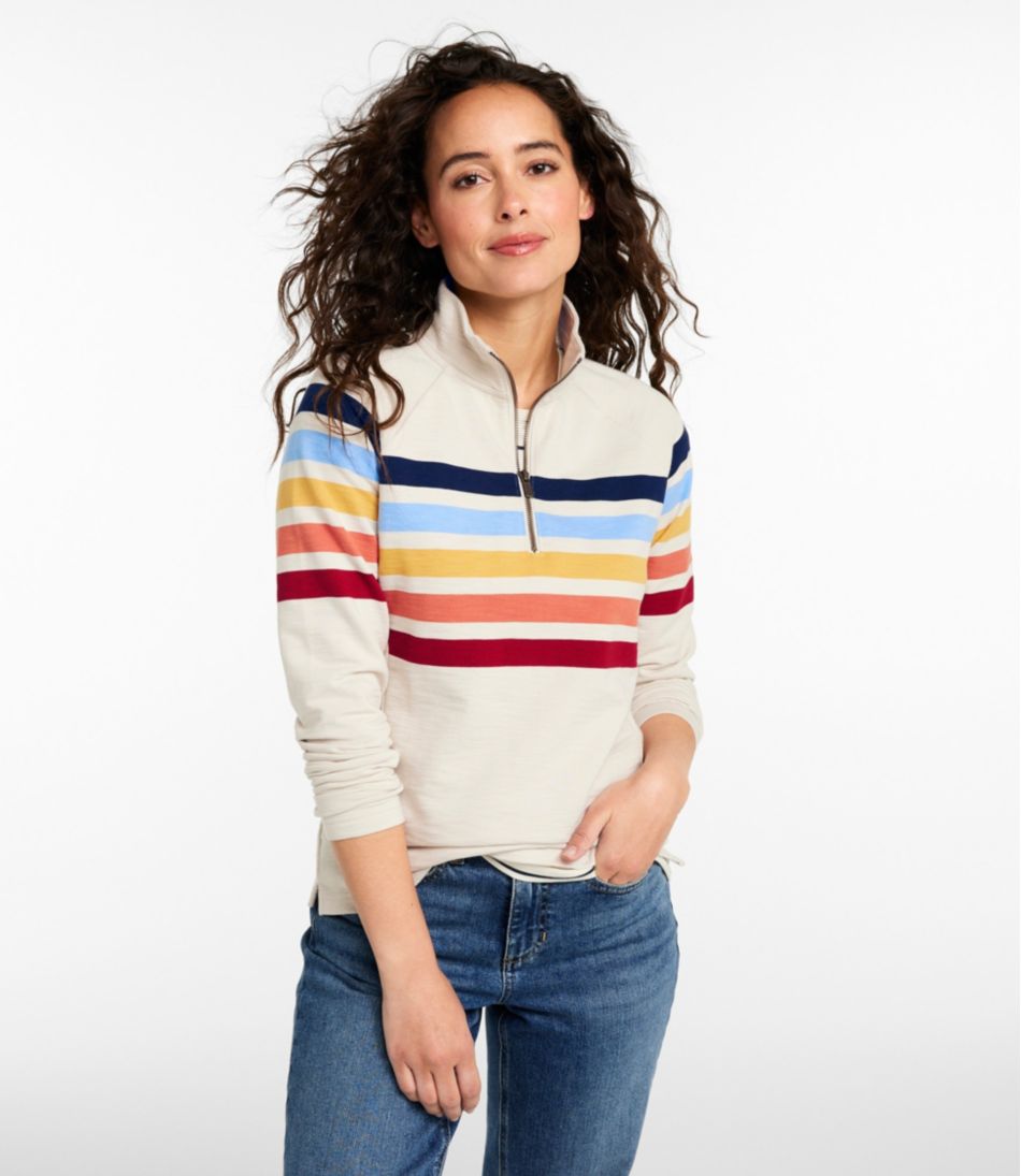 Women's Peaks Island Quarter-Zip Pullover, Stripe - Image 2