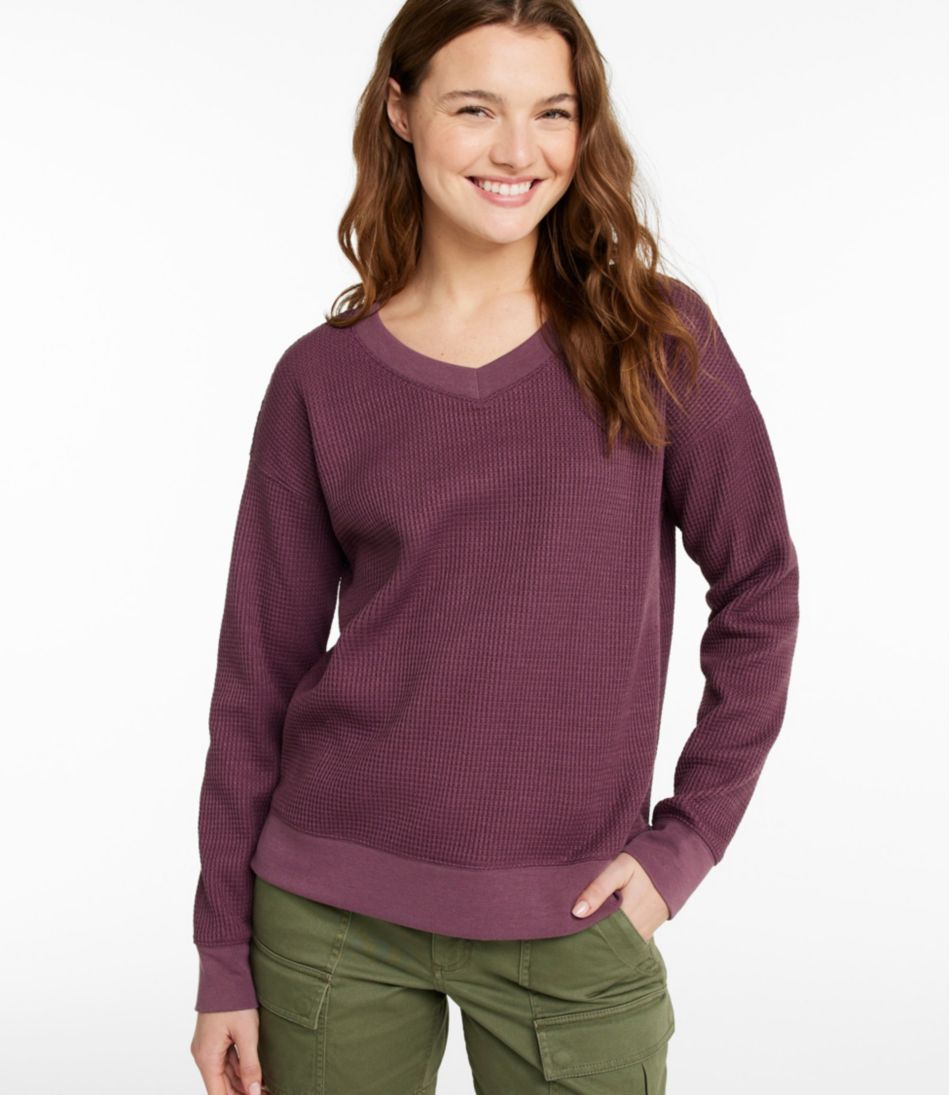 Women's Birchwood Brushed Waffle Top, V-Neck - Image 2