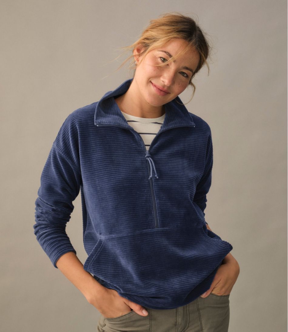 Women's Soft Stretch Corduroy Pullover, Half-Zip - Image 6