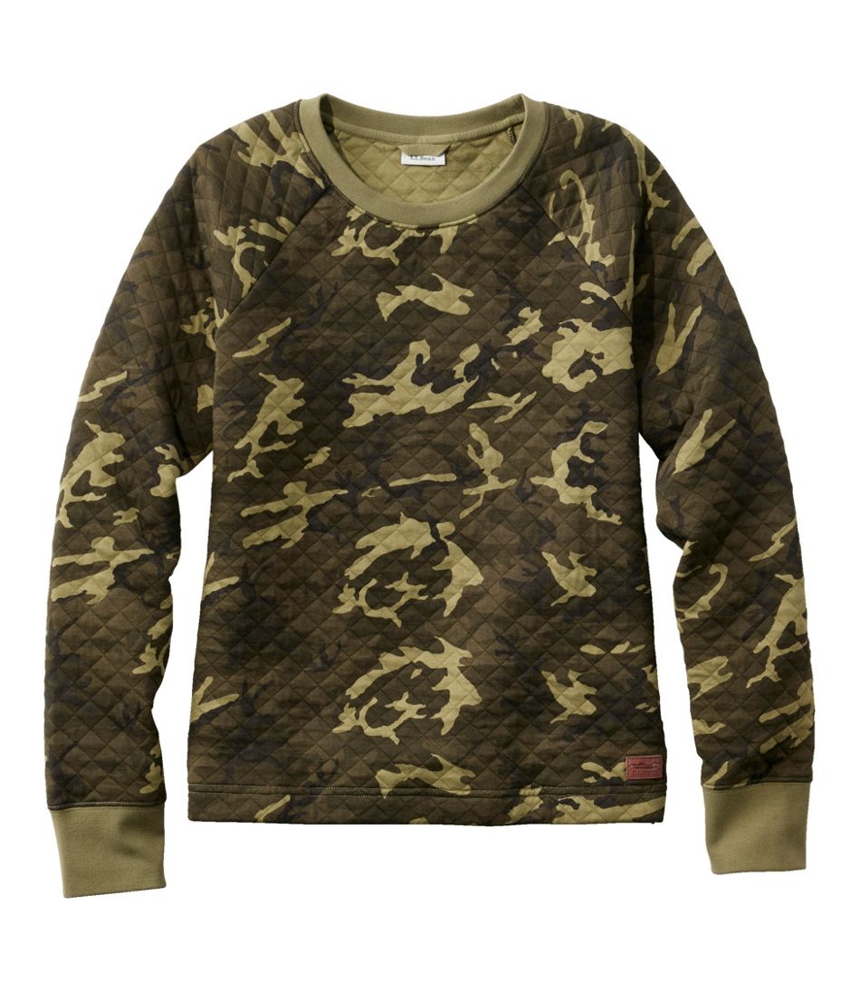 Women's Quilted Sweatshirt, Crewneck Pullover Print