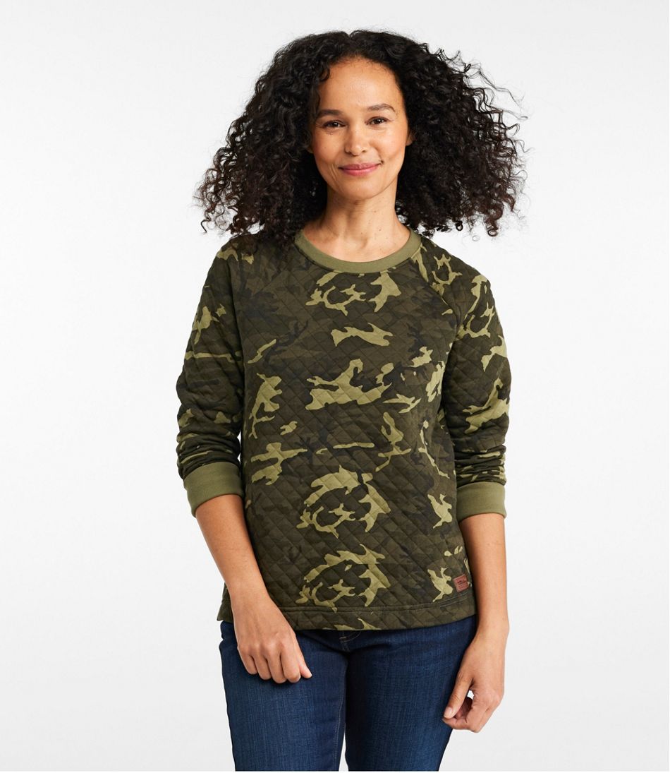 Women's Quilted Sweatshirt, Crewneck Pullover Print - Image 2